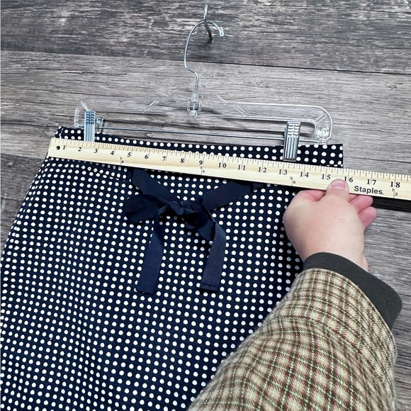 The Limited White and Blue Tie Front Polka Dot Mini Pencil Skirt - Picture 3 of 6